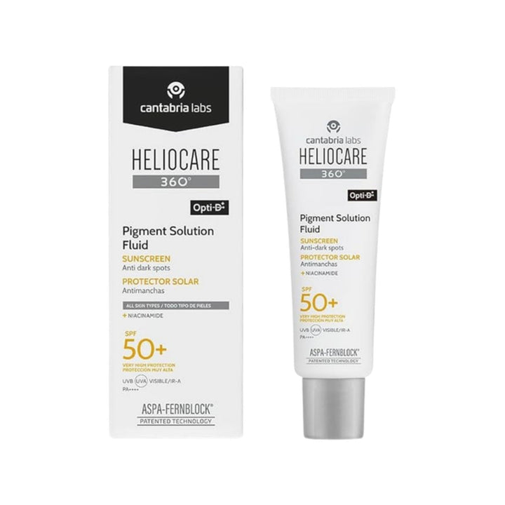 Heliocare 360 Pigment Solution Fluid SPF 50+ on white background