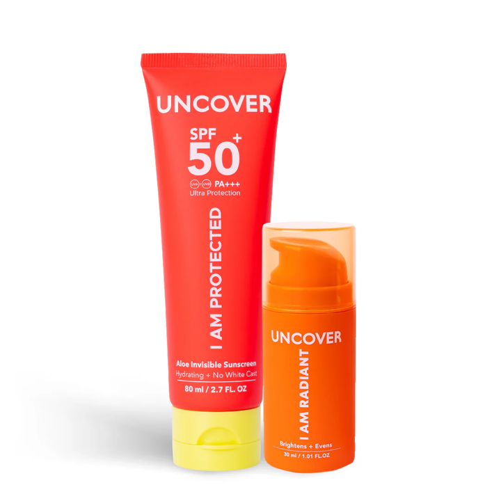 Uncover Hydrate & Protect Duo | Aloe Invisible Sunscreen + Brightening Serum