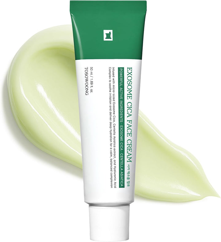 TOSOWOONG Exosome CICA Face Cream | Soothing & Hydrating Moisturizer for Sensitive Skin