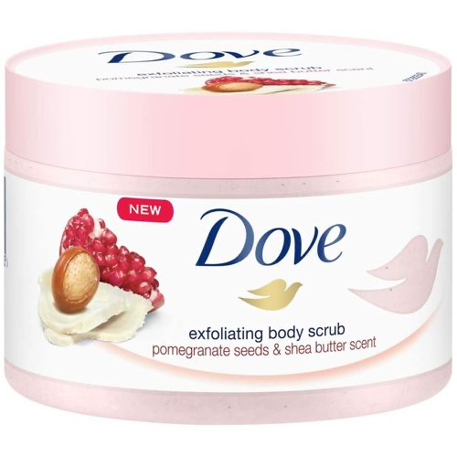 Gommage corporel exfoliant Dove Grenade et beurre de karité 225 ml