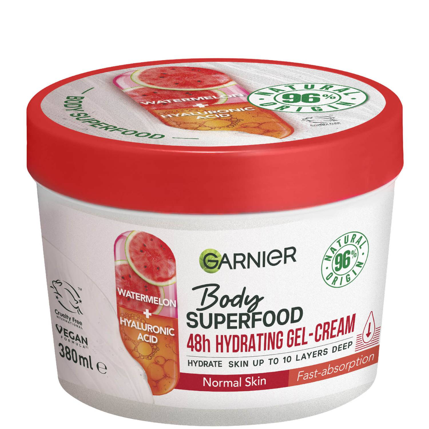 Garnier Body Superfood, Hydrating Gel-Cream, Watermelon and Hyaluronic Acid 380ml