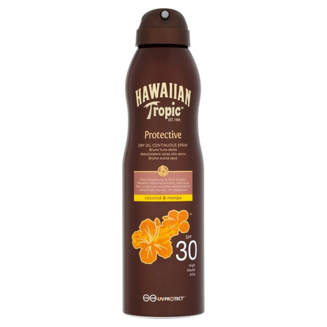 Hawaiian Tropic SPF 30 Protective Dry Oil Continuous Sun Spray Oil
