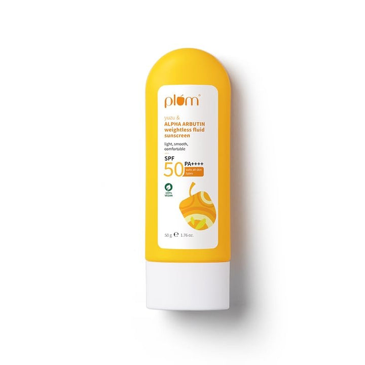 Plum Yuzu & Alpha Arbutin Fluid Sunscreen SPF 50 PA++++ –