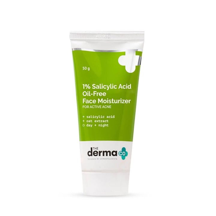 The Derma Co 1% Salicylic Acid Oil-Free Moisturizer with Oat Extract – For Active Acne