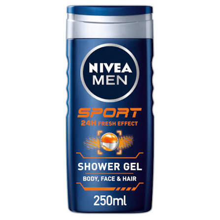 NIVEA Men Shower Gel Sport 250ml | 3-in-1 Body, Face & Hair Wash