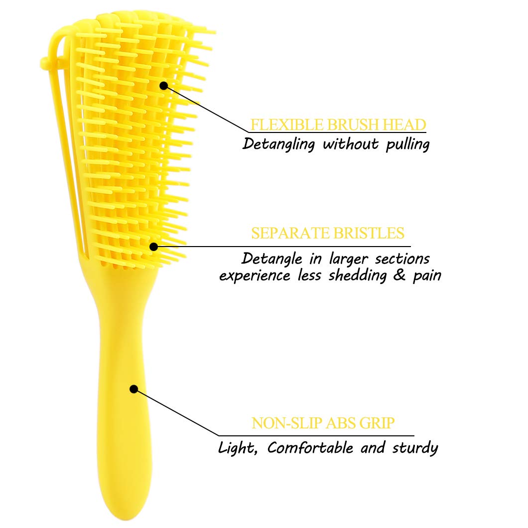 DETANGLING AFRO HAIR BRUSH - PERFECT DETANGLING BRUSH FOR NATURAL HAIR TYPE 3A - 4C HAIR TEXTURE.