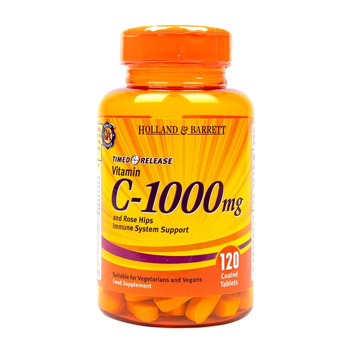 Holland & Barrett Timed Release Vitamin C with Rose Hips 120 Caplets 1000mg