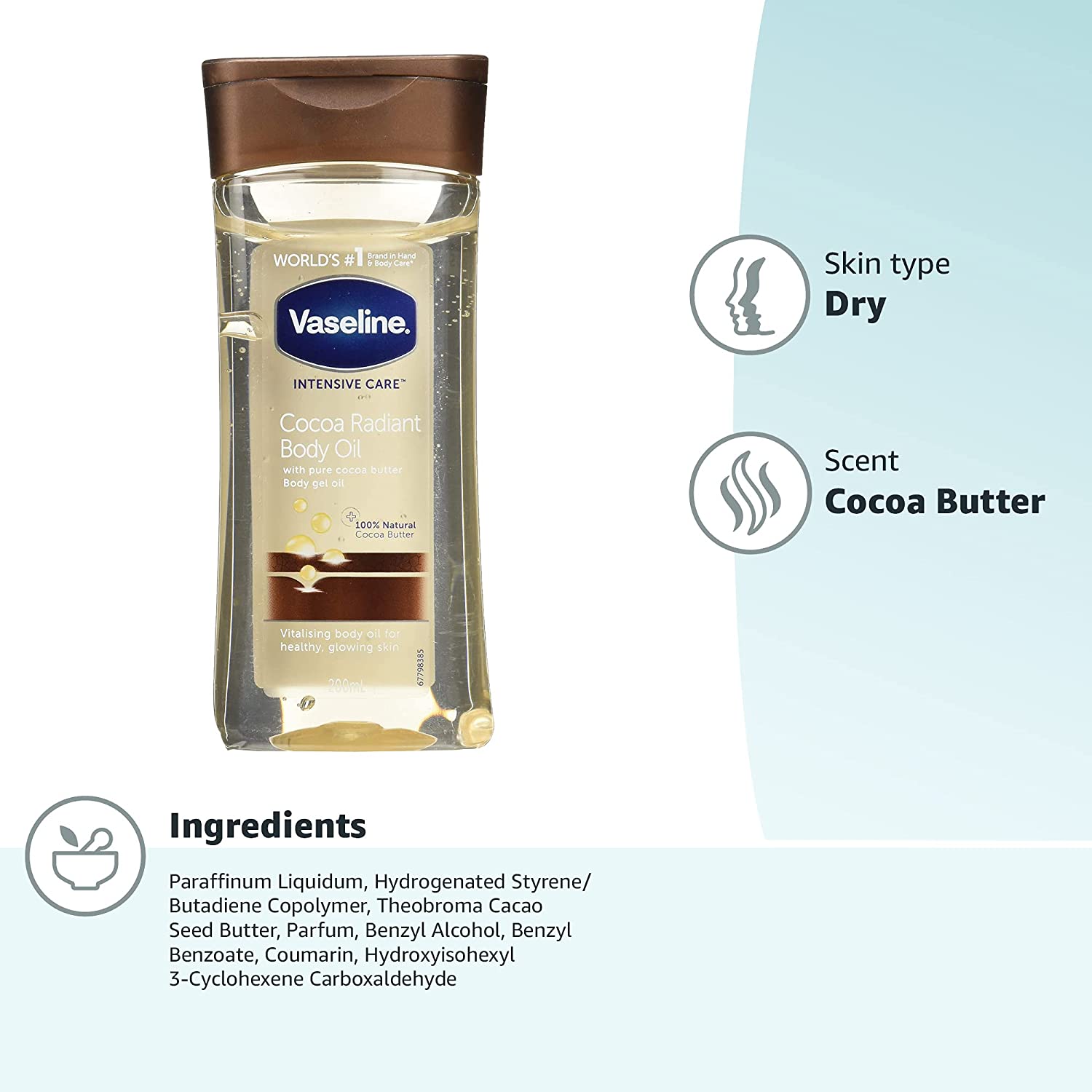 Vaseline Intensive Care Huile Corps Éclatante Cacao 200 ml 