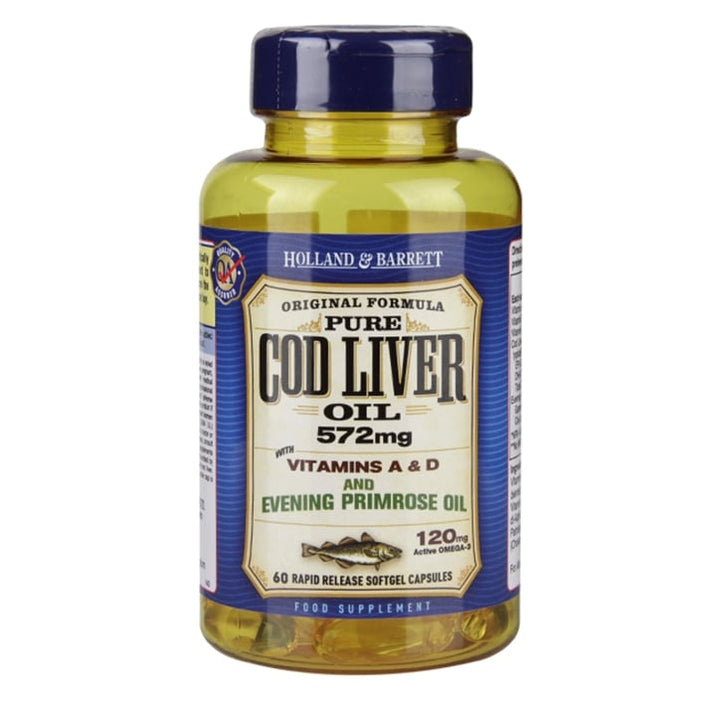 Holland & Barrett Cod Liver Oil with Evening Primrose Capsules 500mg