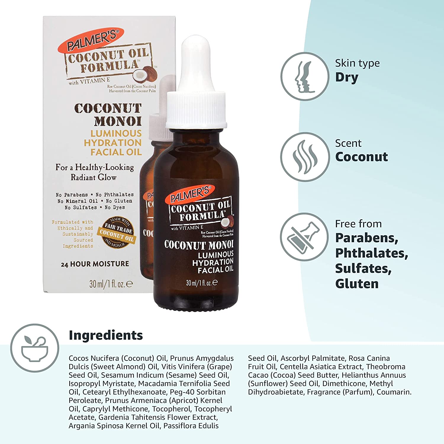 palmer's coconut monoi luminous hydration facial oil Palmer's Coconut Monoi Luminous Hydration Facial Oil – Beauty Bar By Maridadi